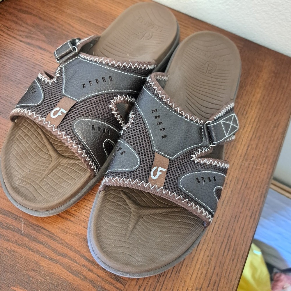 COFACE Mens Sport Slide Sandals Brown Adjustable Strap Comfort US 13 EU 47